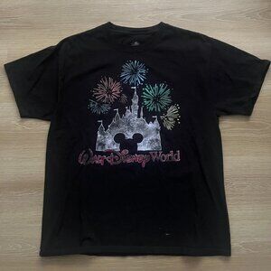 Men's Black Walt Disney World Short Sleeve Shirt Size Large Disney Parks *Stain